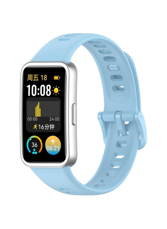 Generic - For Huawei Band 9 / 9 NFC / 8 / 8 NFC Nail Button Glossy Silicone Watch Band Light Blue - Image 1