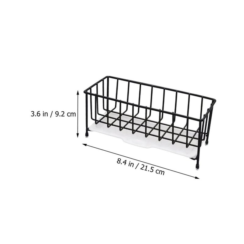Black Stainless Steel Kitchen Sink Sponge Organizer Drain Basket - Image 3