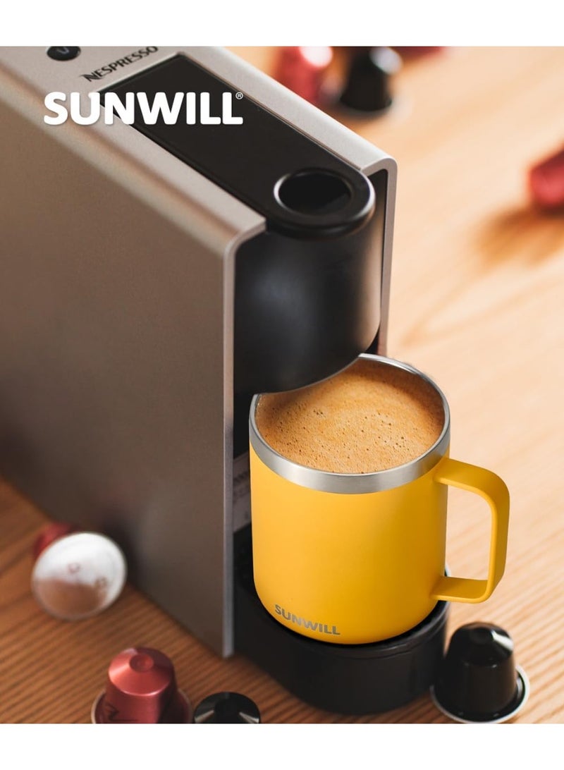 SUNWILL Insulated Coffee Mug with Handle, 14oz Stainless Steel Togo Coffee Travel Mug, Reusable and Durable Double Wall Coffee Cup, Powder Coated Yellow - Image 3