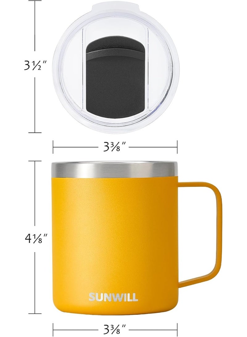 SUNWILL Insulated Coffee Mug with Handle, 14oz Stainless Steel Togo Coffee Travel Mug, Reusable and Durable Double Wall Coffee Cup, Powder Coated Yellow - Image 2