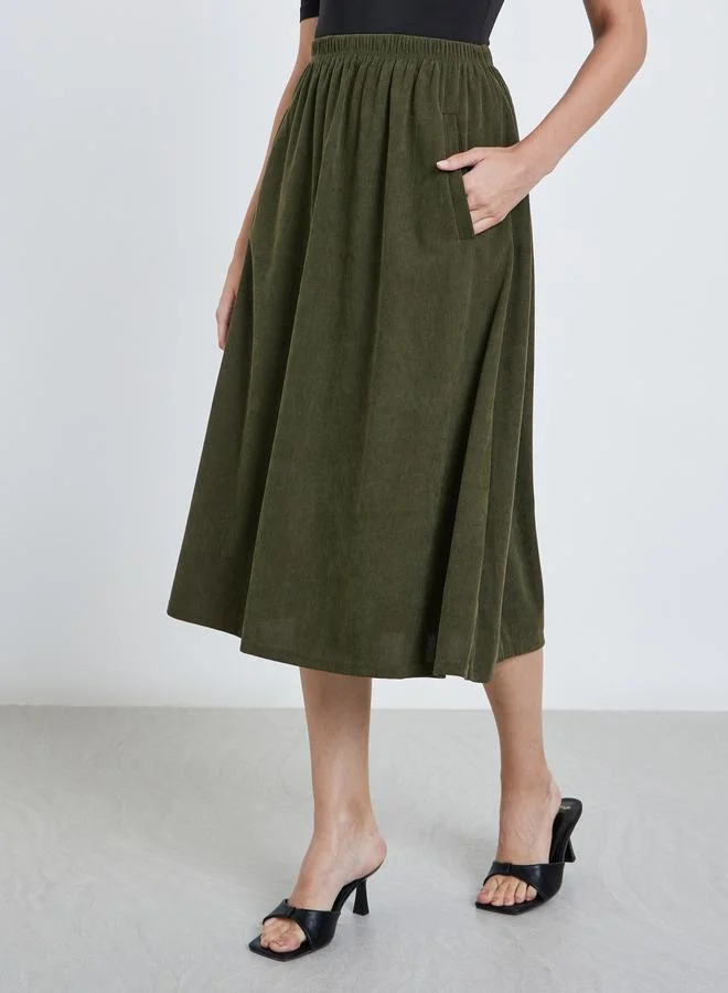 ستايلي تنورة ميدي بخصر مطاطي