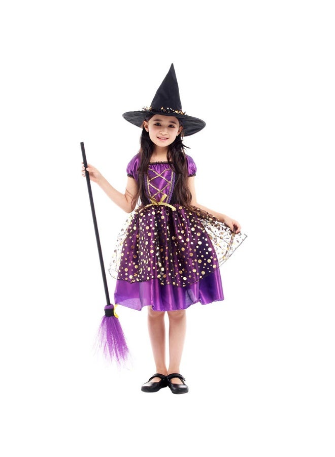 NIBEMINENT Halloween children's magic witch dress, puffy skirt, witch performance dress and dress - Image 1