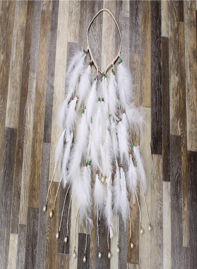 WLBON Feather Headband White Fake Pearl Hippie Indian Boho Hair Bands Tassel Bohemian Halloween Hair Hoop Women Crown Hairband Party Decoration Headdress Cosplay Costume Headwear Headpiece Hair Accessories - Image 4