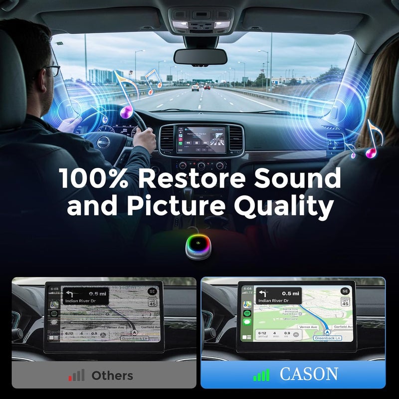 CASON 2 in 1 Wireless CarPlay & Android Auto Adapter for Car - Converts Wired CarPlay to Wireless, | Quick Connection & Auto Reconnect Lag Free | For All In-Built Wired Carplay Cars from 2016 (Silver) - Image 4