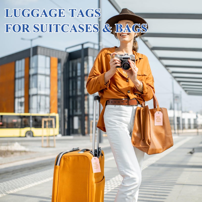 Casmonal Luggage Tag & Personalized Luggage Tags For Suitcases Leather Bag Tags For Backpacks Handbag School Instrument With Name Id Label Travel Essentials  Unique Fun Pink Baggage Tags 2 Pack - Image 4