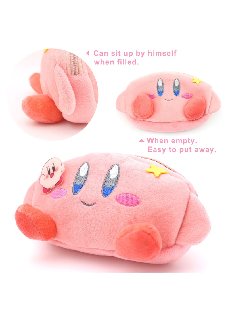 Kawaii Pink Pencil Case for Girls - Cute Anime Soft Pouch with Acrylic Badge, Perfect for Students and Teens  - Image 2