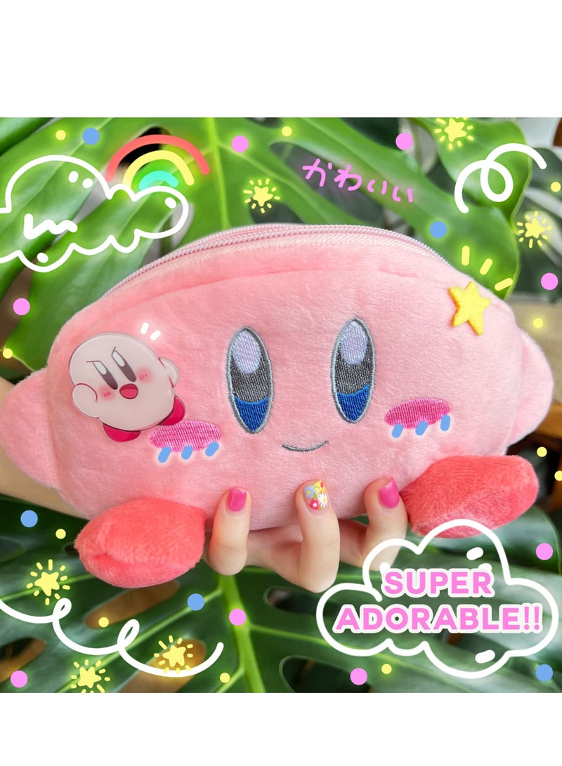 Kawaii Pink Pencil Case for Girls - Cute Anime Soft Pouch with Acrylic Badge, Perfect for Students and Teens  - Image 3