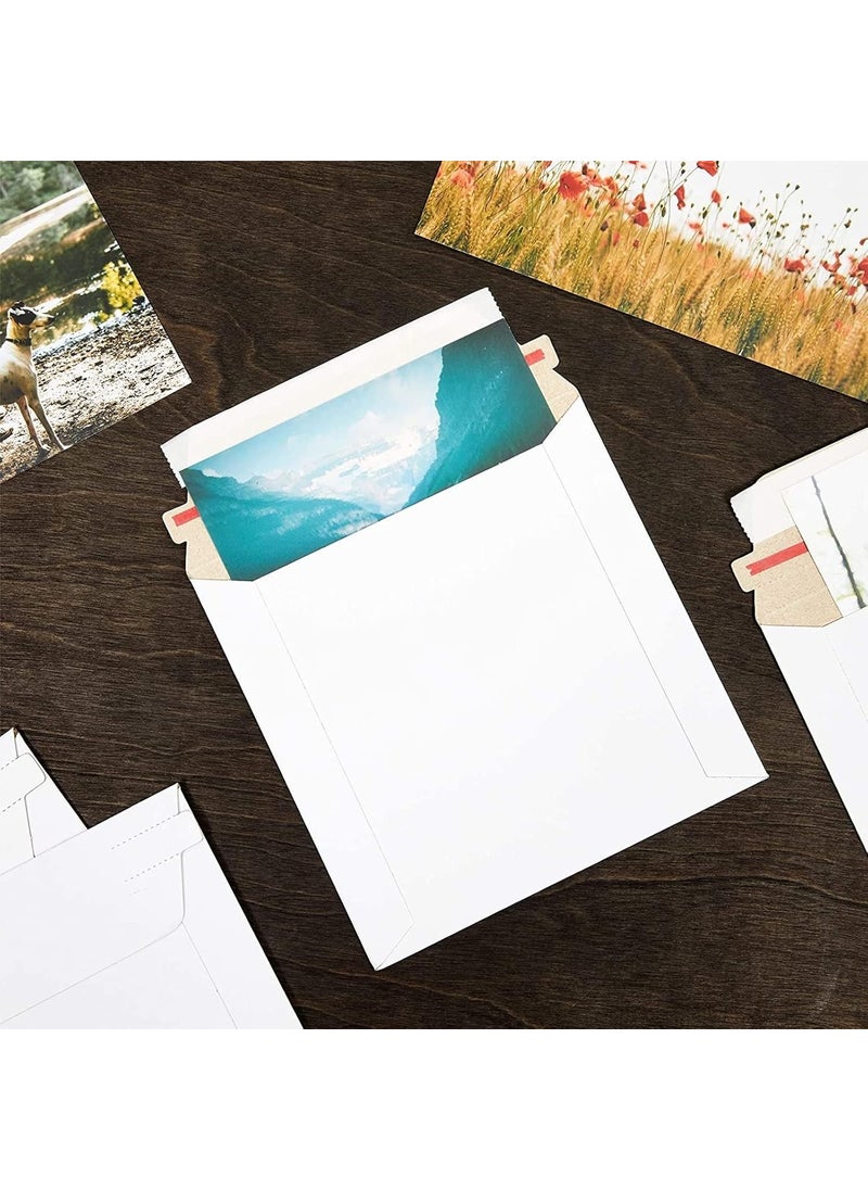 Juvale 100 Pack 6x6 Rigid Mailers  450 GSM Thick and Sturdy  Self Sealing Stay Flat Cardboard Envelopes for Mailing CDs DVDs White  - Image 4