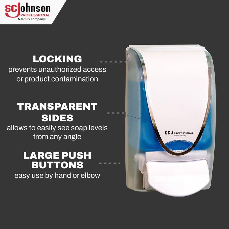 SC Johnson Professional Azure FOAM Dispenser and Refill Starter Kit, Wall Mount Soap Dispenser for Hand Soap, 1 Refresh Azure FOAM Hand Wash, 1 Liter Cartridge, 33.8 fl. oz., for Professional Use Only - Image 3