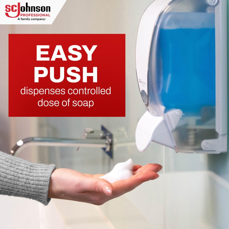 SC Johnson Professional Azure FOAM Dispenser and Refill Starter Kit, Wall Mount Soap Dispenser for Hand Soap, 1 Refresh Azure FOAM Hand Wash, 1 Liter Cartridge, 33.8 fl. oz., for Professional Use Only - Image 4