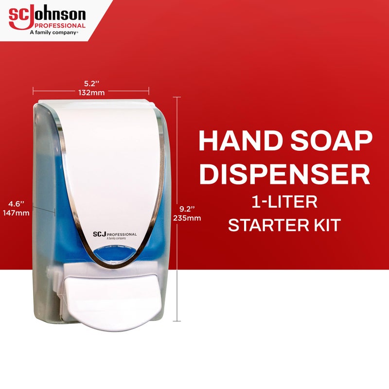 SC Johnson Professional Azure FOAM Dispenser and Refill Starter Kit, Wall Mount Soap Dispenser for Hand Soap, 1 Refresh Azure FOAM Hand Wash, 1 Liter Cartridge, 33.8 fl. oz., for Professional Use Only - Image 2