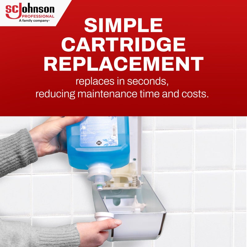 SC Johnson Professional Azure FOAM Dispenser and Refill Starter Kit, Wall Mount Soap Dispenser for Hand Soap, 1 Refresh Azure FOAM Hand Wash, 1 Liter Cartridge, 33.8 fl. oz., for Professional Use Only - Image 5