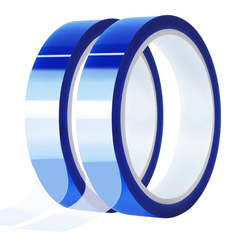 2PCS Rolls Heat Tape High Temperature Heat Resistant Tape Heat Transfer Tape for Heat Sublimation Press Vinyl No Residue 20mm x33m(108ft) Blue - Image 1