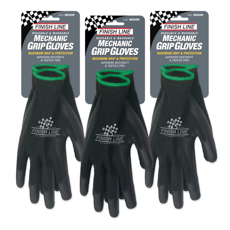 FINISH LINE قفازات ميكانيكي خط النهاية 3 عبوات صغيرة