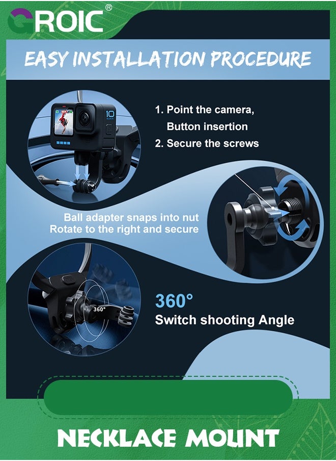 GROIC Neck Mount for DJI Osmo Pocket 3 Creator Combo, Necklace Holder Camera POV Mount Compatible for DJI Osmo Pocket 3 Insta360 and Most Action Cameras Accessories  - Image 3