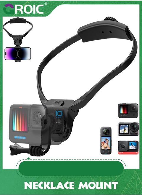 Neck Mount for DJI Osmo Pocket 3 Creator Combo, Necklace Holder Camera POV Mount Compatible for DJI Osmo Pocket 3 Insta360 and Most Action Cameras Accessories