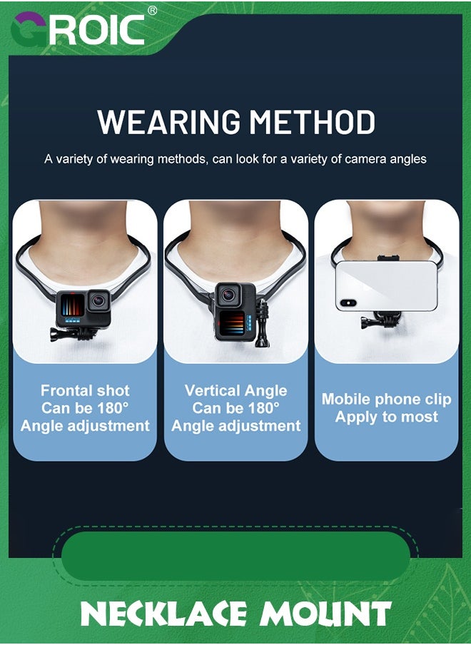 GROIC - Neck Mount for DJI Osmo Pocket 3 Creator Combo, Necklace Holder Camera POV Mount Compatible for DJI Osmo Pocket 3 Insta360 and Most Action Cameras Accessories - Image 1
