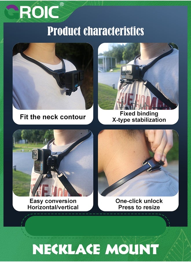 GROIC - Neck Mount for DJI Osmo Pocket 3 Creator Combo, Necklace Holder Camera POV Mount Compatible for DJI Osmo Pocket 3 Insta360 and Most Action Cameras Accessories - Image 1