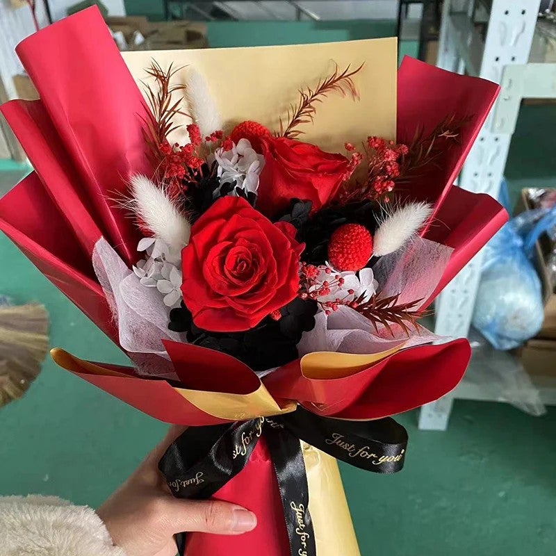 Bluejw Mixed Natural Real Dried Flower Preserved Roses Bouquet – Long-Lasting Dried Plants Arrangement for Home Decor, Wedding, or Gift - Image 1