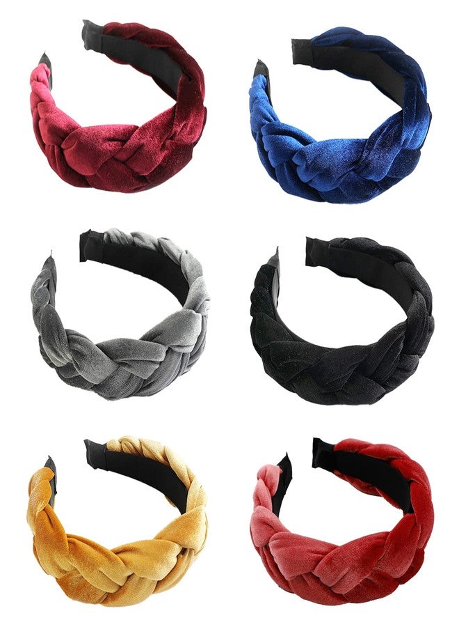 EWUHRY 6 Pack Velvet Terry Cloth Headband for Women Spa Headband with Padded Braided Pink Hair Accessories for Makeup, Washing Face, Skincare, Yoga, Sports, Girls Cute Beauty Fashion Hair Bands - Image 1