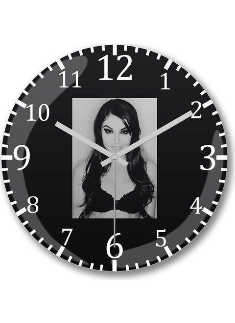 Print Shop Camiseta Sasha Grey Wall Clock Curved Real Glass
