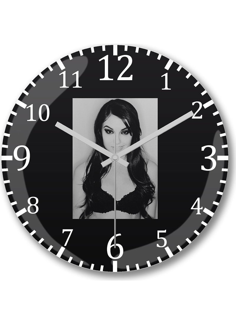 Baskı Dükkanı - Print Shop Camiseta Sasha Grey Wall Clock Curved Real Glass - Image 1