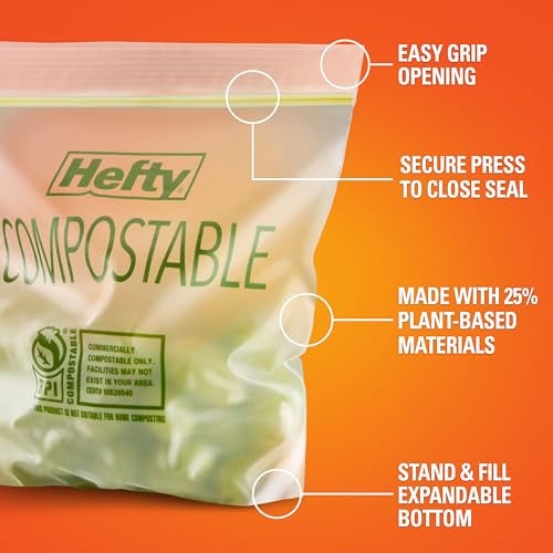 Hefty Compostable Press-To-Close​ Quart 40 Count - Image 3