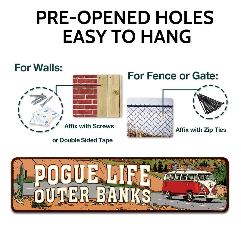 SOYAVE Outer Banks Pogue Life - Outer Tin Sign - Funny Home Decor  Metal Novelty Sign  Man Cave Street Signs  Unique Idea  Pub Bar Wall Decor - 4x16 inches - Image 3
