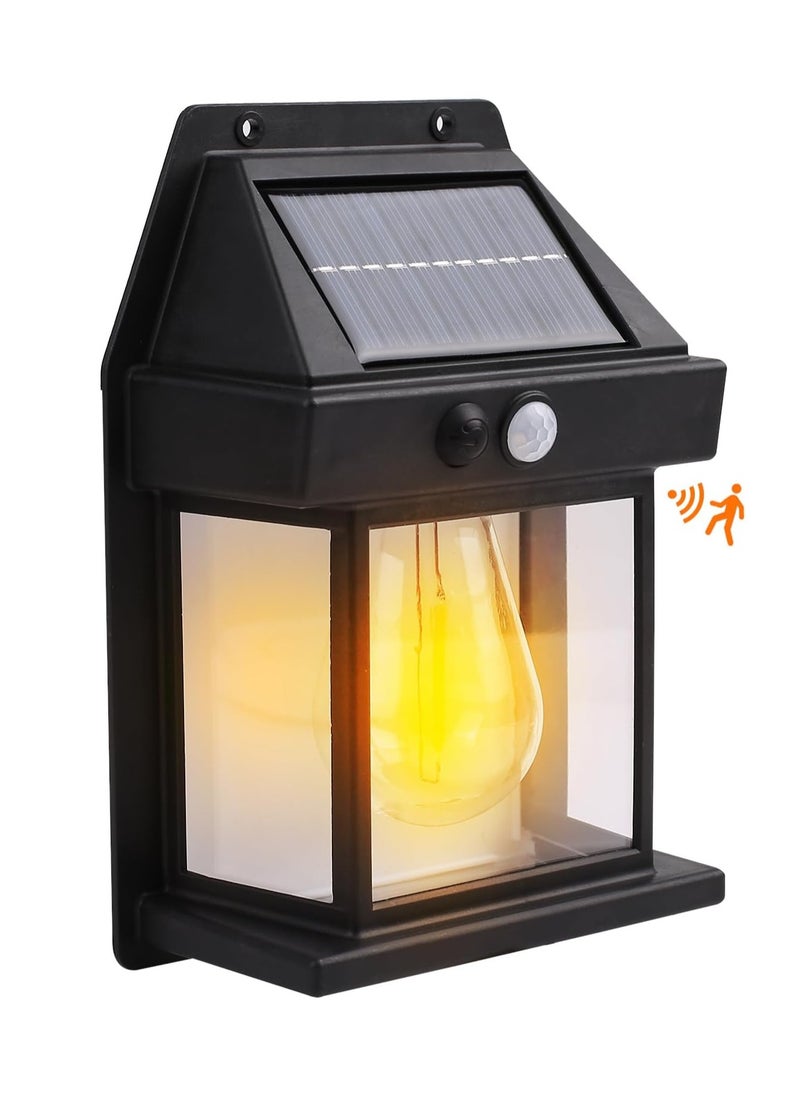 PRIMO PLUS Solar Powered Wall Light, Wireless Solar Powered Outdoor Light with Motion Sensor and 3 Lights for Patio, Yard, Pathway, Garden, Waterproof, Solar Powered Flood Light, Black  - Image 1