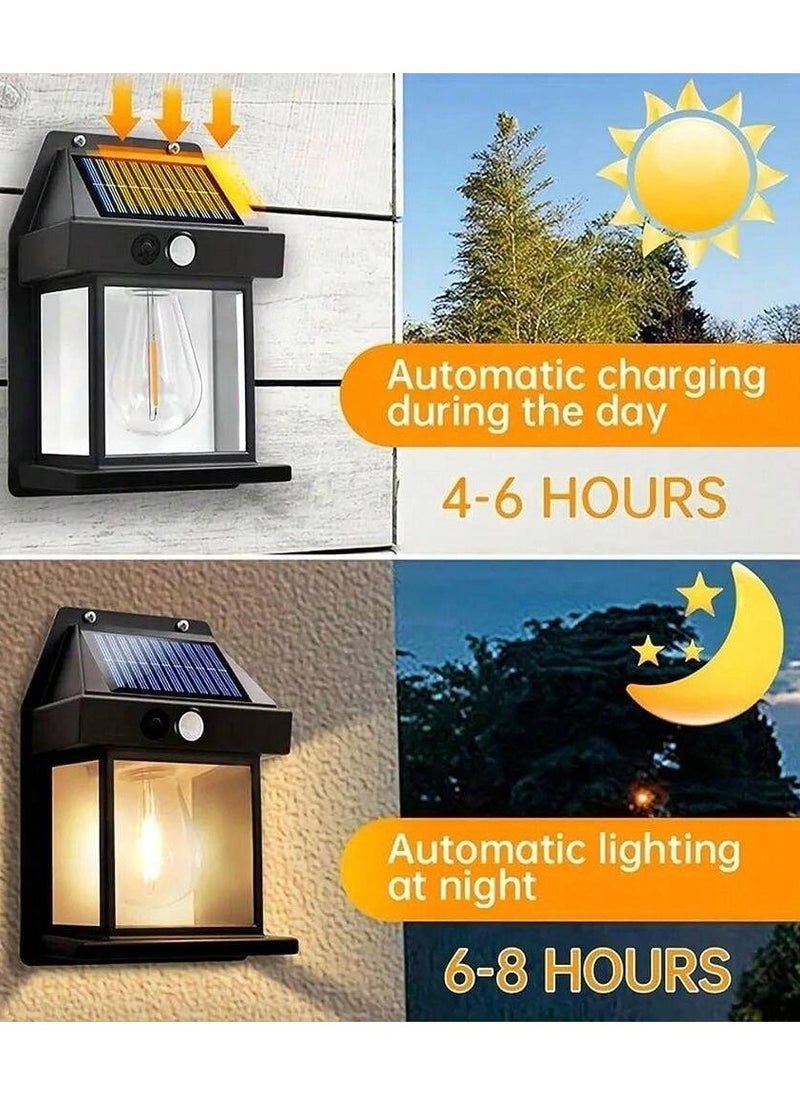 PRIMO PLUS Solar Powered Wall Light, Wireless Solar Powered Outdoor Light with Motion Sensor and 3 Lights for Patio, Yard, Pathway, Garden, Waterproof, Solar Powered Flood Light, Black  - Image 2
