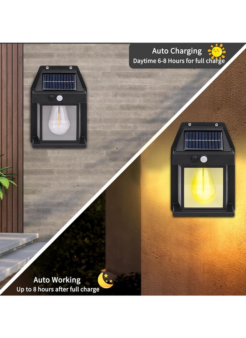 PRIMO PLUS - Solar Powered Wall Light, Wireless Solar Powered Outdoor Light with Motion Sensor and 3 Lights for Patio, Yard, Pathway, Garden, Waterproof, Solar Powered Flood Light, Black - Image 1