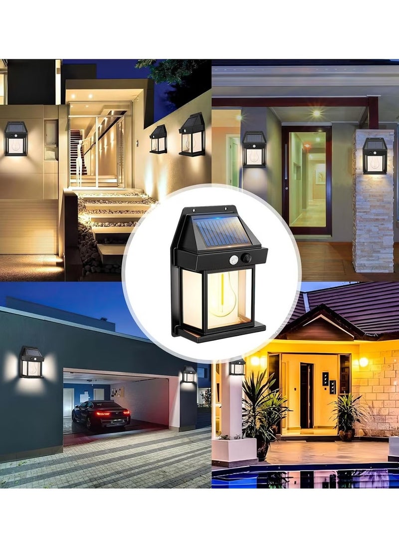 PRIMO PLUS - Solar Powered Wall Light, Wireless Solar Powered Outdoor Light with Motion Sensor and 3 Lights for Patio, Yard, Pathway, Garden, Waterproof, Solar Powered Flood Light, Black - Image 1