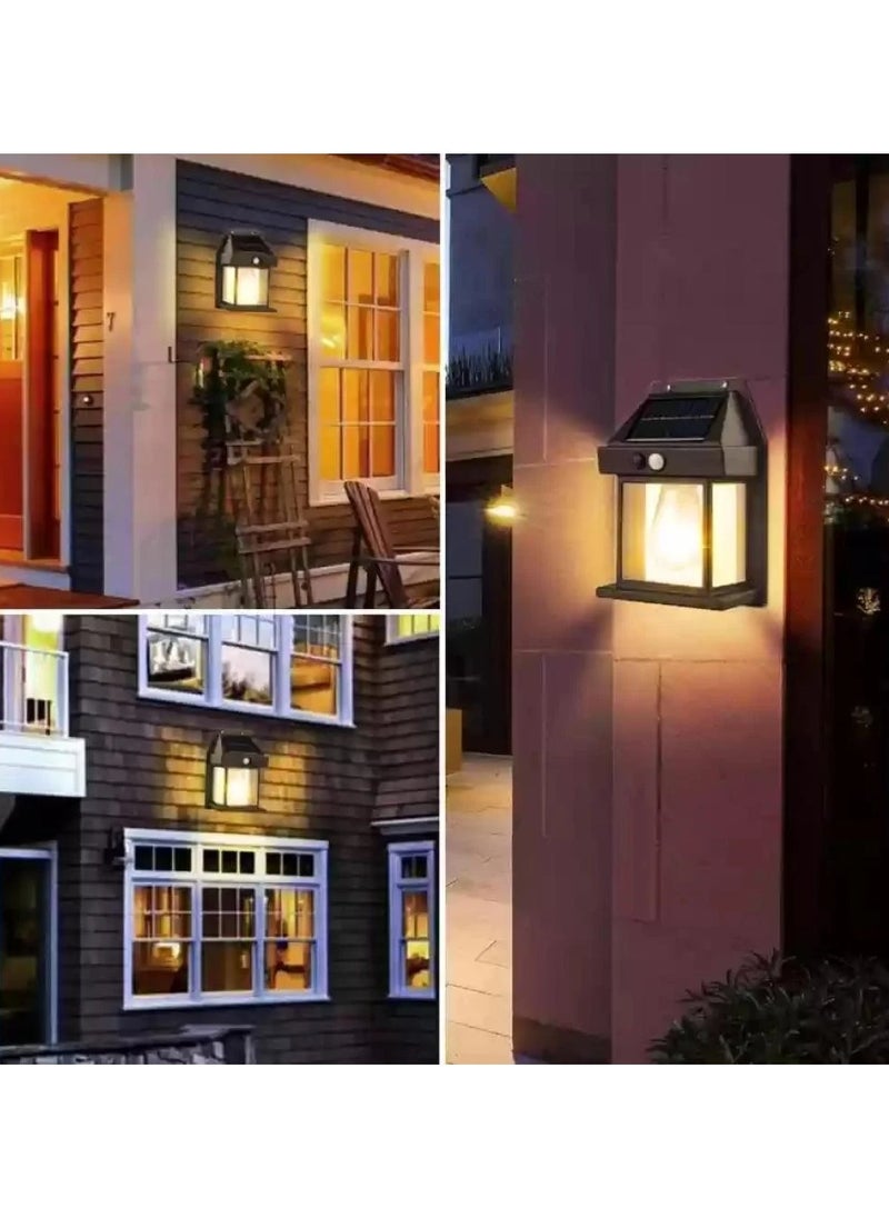 PRIMO PLUS - Solar Powered Wall Light, Wireless Solar Powered Outdoor Light with Motion Sensor and 3 Lights for Patio, Yard, Pathway, Garden, Waterproof, Solar Powered Flood Light, Black - Image 1
