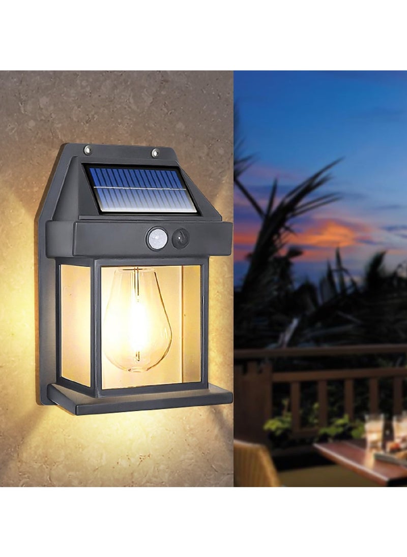 PRIMO PLUS - Solar Powered Wall Light, Wireless Solar Powered Outdoor Light with Motion Sensor and 3 Lights for Patio, Yard, Pathway, Garden, Waterproof, Solar Powered Flood Light, Black - Image 1