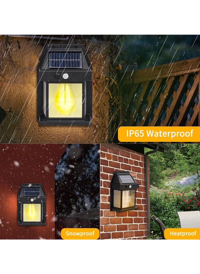 PRIMO PLUS - Solar Powered Wall Light, Wireless Solar Powered Outdoor Light with Motion Sensor and 3 Lights for Patio, Yard, Pathway, Garden, Waterproof, Solar Powered Flood Light, Black - Image 1