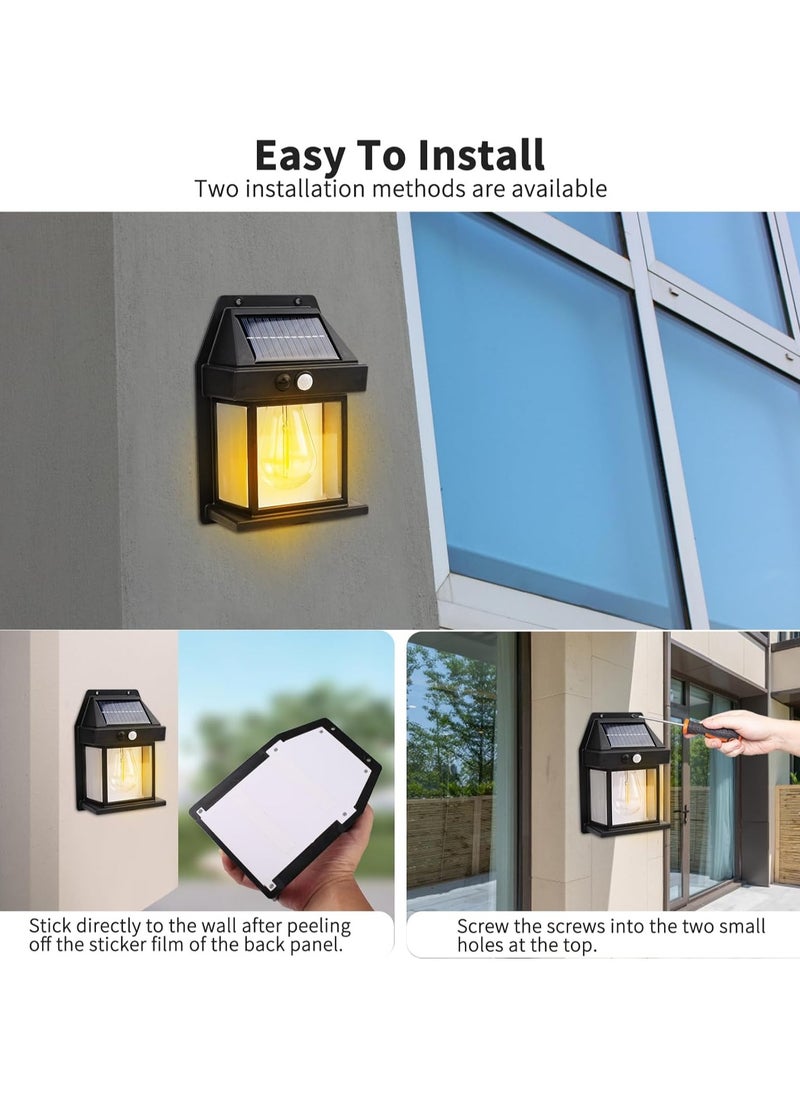PRIMO PLUS - Solar Powered Wall Light, Wireless Solar Powered Outdoor Light with Motion Sensor and 3 Lights for Patio, Yard, Pathway, Garden, Waterproof, Solar Powered Flood Light, Black - Image 1