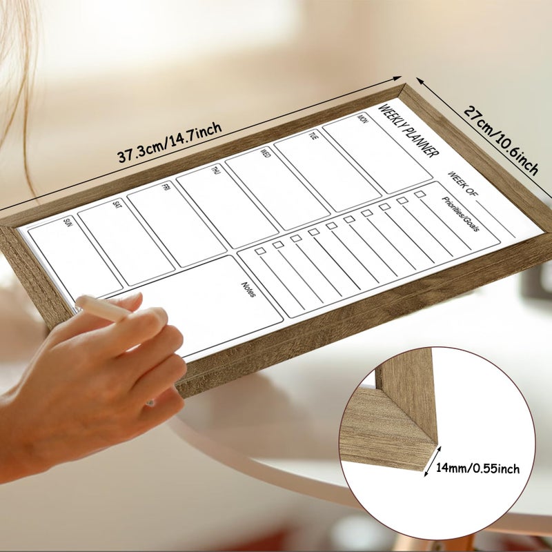 TORASO Dry Erase White Board Weekly Calendar Board, Magnetic Whiteboard for Wall,10.6â€œx14.7 Solid Wood Rustic Brown Framed Message Board, Planner Board for Office, Home, Schooll(Weekly-BB-RB-2737) - Image 3