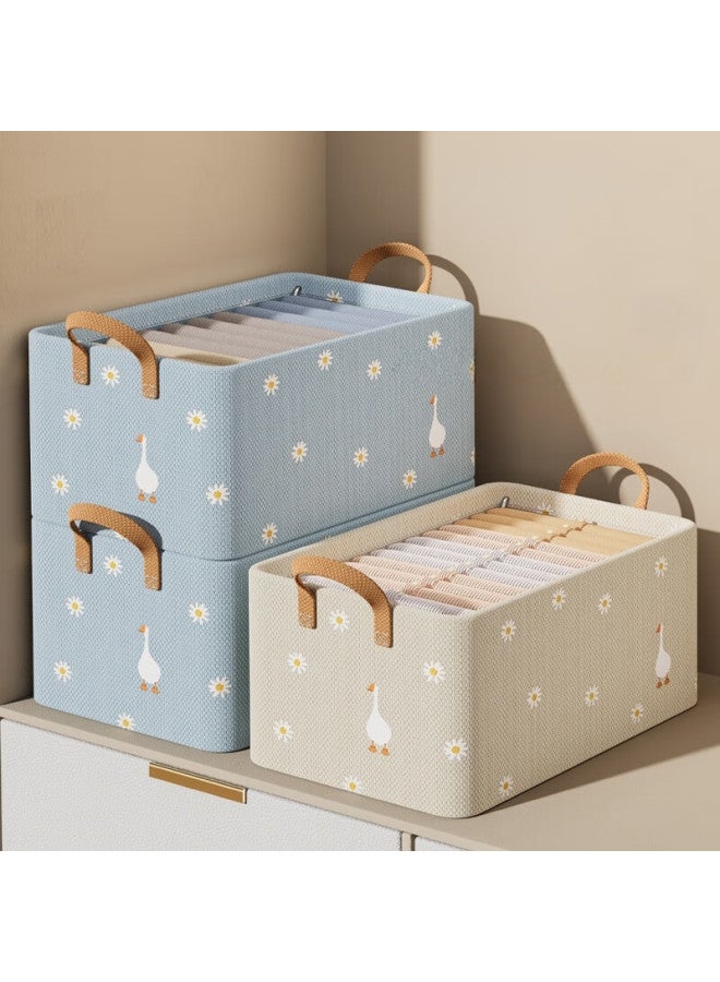 Mengting Clothes Storage Box, Household Storage Basket, Wardrobe Organizer, Clothing And Pants Fabric Sorting Box, Blue Little Duck