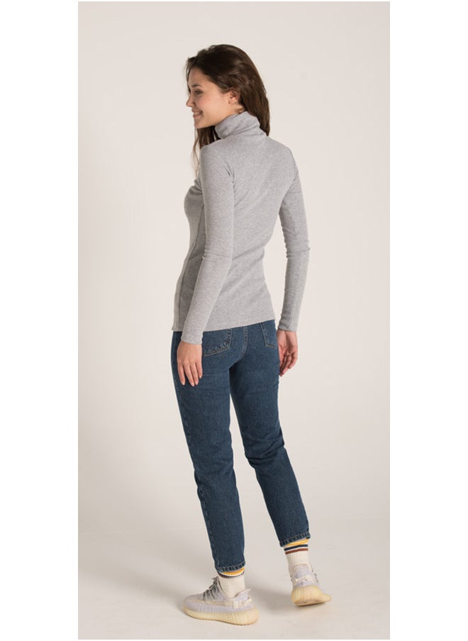 HIGH COLLAR RIBBED TOP
