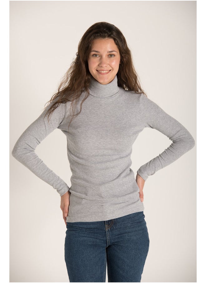 HIGH COLLAR RIBBED TOP