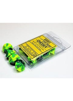 Chessex Dnd Dice Setchessex D&D Dice16Mm Gemini Green Yellow And Silver Plastic Polyhedral Dice Setdungeons And Dragons Dice Includes 10 Dice D10  - Image 1