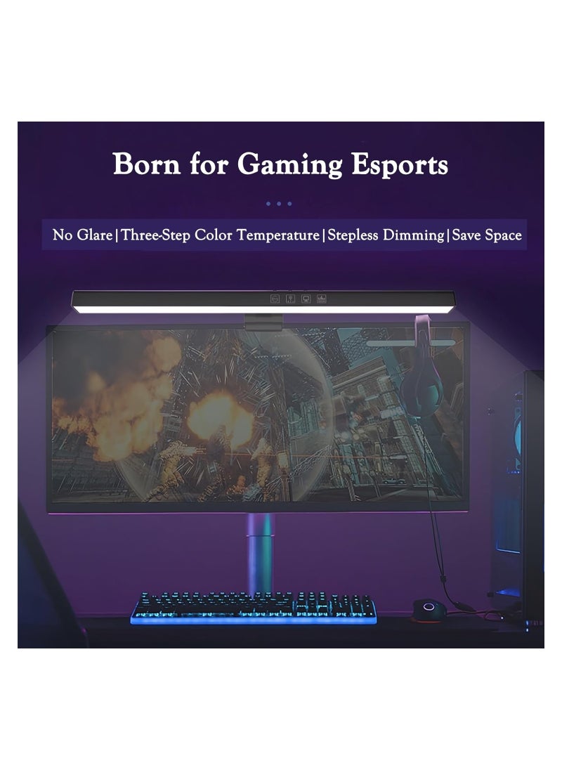 Computer Monitor Lamp 7 RGB Light Modes Eye Caring No Screen Glare Screenbar Monitor Light Dimmable 3 Color Temperature Atmosphere Desk Lamp for Office Study E Sports