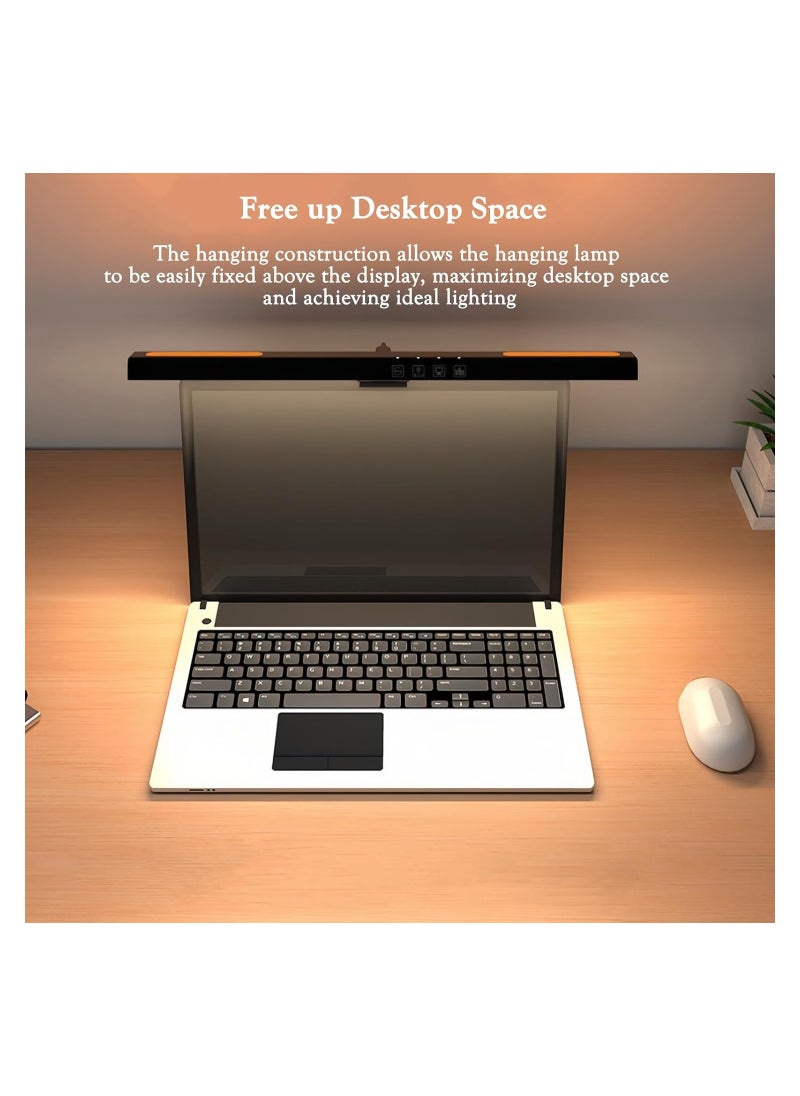 Computer Monitor Lamp 7 RGB Light Modes Eye Caring No Screen Glare Screenbar Monitor Light Dimmable 3 Color Temperature Atmosphere Desk Lamp for Office Study E Sports
