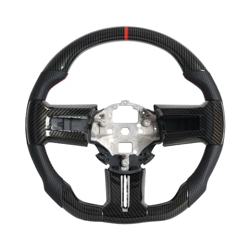 JIANGGAI D-shaped Flat-bottom Steering Wheel, Hydro Dip Carbon Fiber Steering Wheel With Replacement Trim Fit For Mustang 2012-2014 GT500 (No Heated) - Image 1