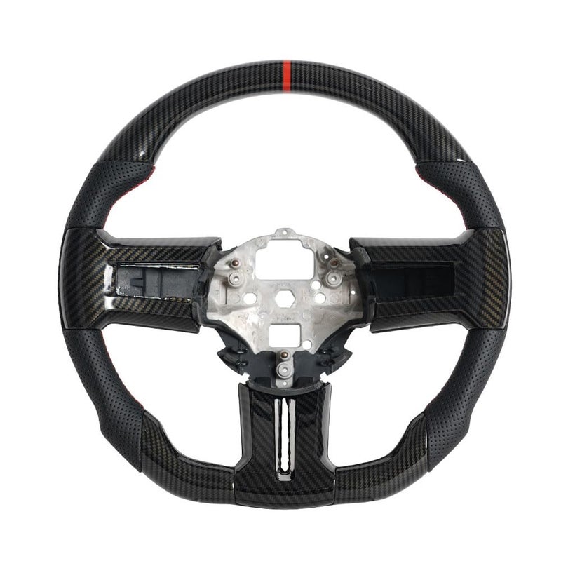 JIANGGAI D-shaped Flat-bottom Steering Wheel, Hydro Dip Carbon Fiber Steering Wheel With Replacement Trim Fit For Mustang 2012-2014 GT500 (No Heated) - Image 5