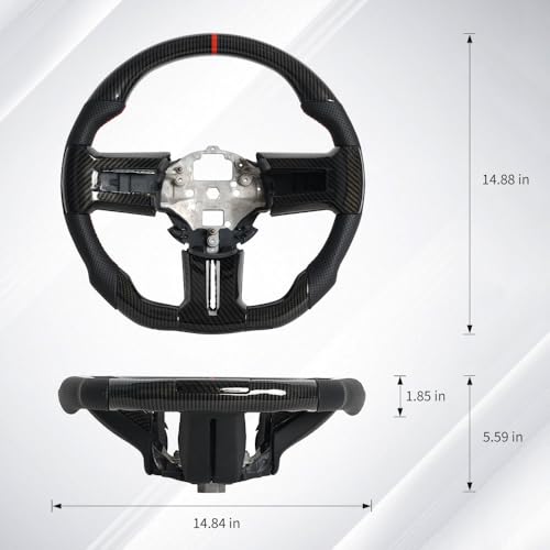 JIANGGAI D-shaped Flat-bottom Steering Wheel, Hydro Dip Carbon Fiber Steering Wheel With Replacement Trim Fit For Mustang 2012-2014 GT500 (No Heated) - Image 2