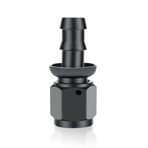 STPCTOU 6AN Straight Push Lock Swivel Hose End Fitting for Push-on/Lock Hose Barb Rubber Fuel Oil Line Fuel Cooler Kits,Reusable Hose Adaptor Anodized Aluminum Alloy Black(6AN-0 Degree) - Image 1