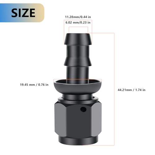 STPCTOU 6AN Straight Push Lock Swivel Hose End Fitting for Push-on/Lock Hose Barb Rubber Fuel Oil Line Fuel Cooler Kits,Reusable Hose Adaptor Anodized Aluminum Alloy Black(6AN-0 Degree) - Image 2