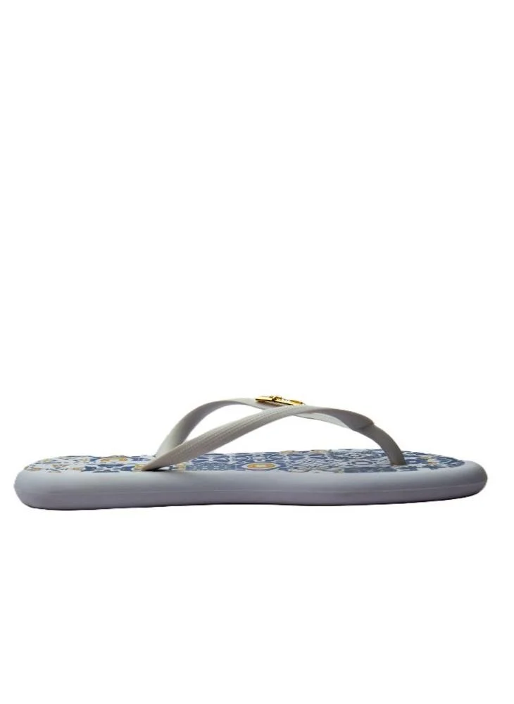 Voices Boat Amalfi Women'S Flip Flops With Printed Sole Design And Matching Brand Design Strap  - White