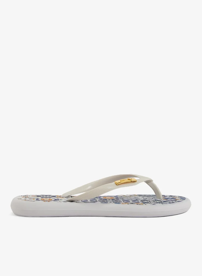 Boat Amalfi Women'S Flip Flops With Printed Sole Design And Matching Brand Design Strap  - White